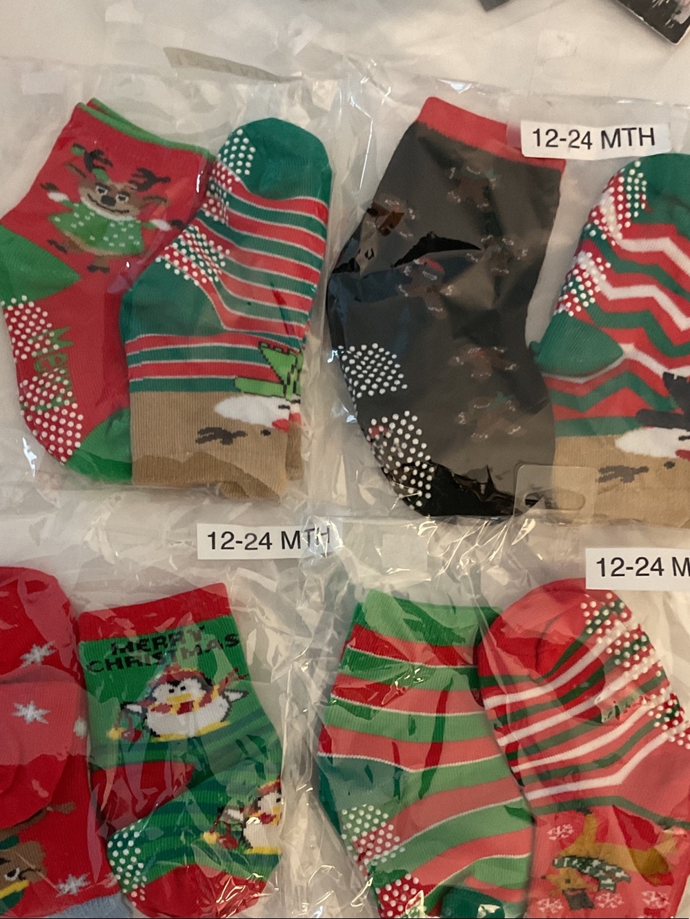 Baby/Toddler Holiday Non-Skid Socks - Red & Green